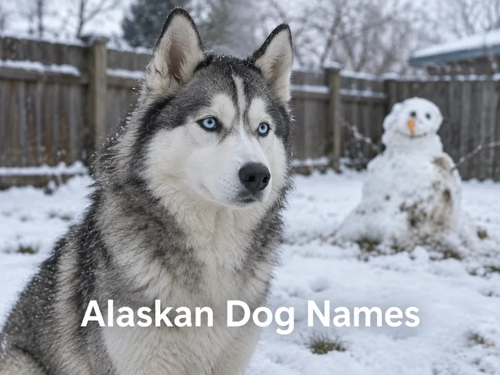 Siberian Husky in the snow, a popular breed for Alaskan dog names
