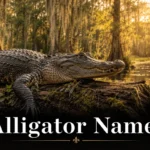 American alligator basking on a bayou log, inspiration for alligator names