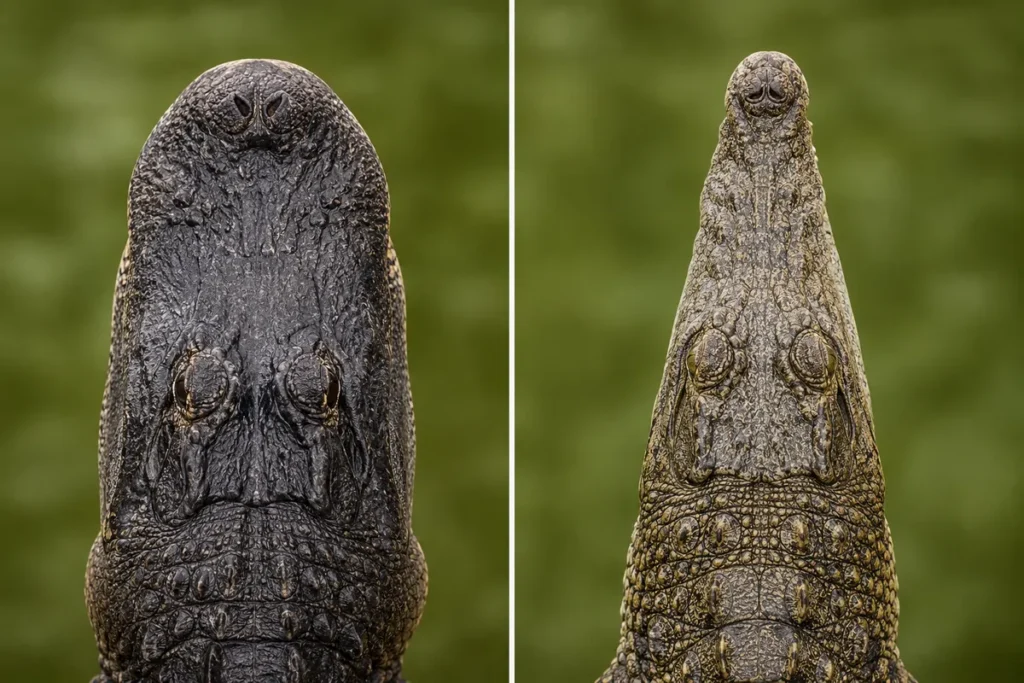 Alligator vs crocodile snout shape comparison