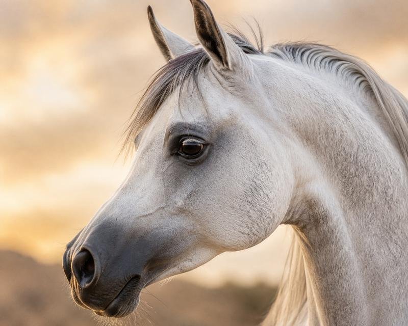 Close-up of an Arabian horse's dished facial profile
