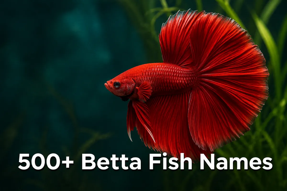 Red halfmoon betta fish with fins flared, inspiration for betta fish names