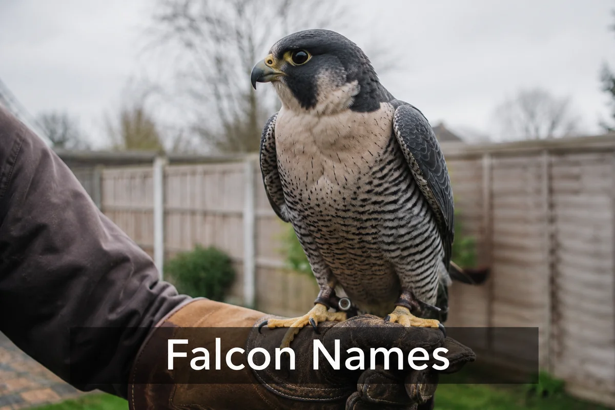 Peregrine falcon on a falconer's glove, a popular pick for falcon names inspiration