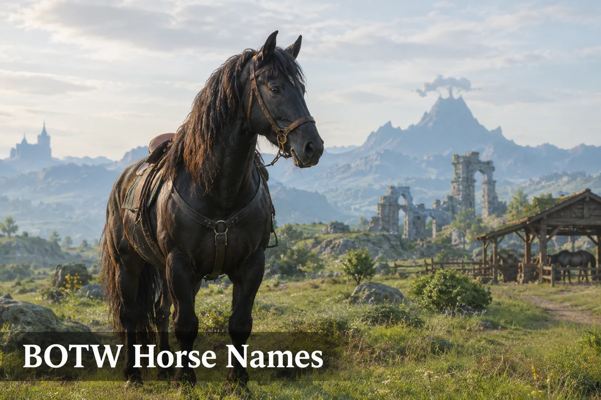 BOTW horse names in a Hyrule-inspired field