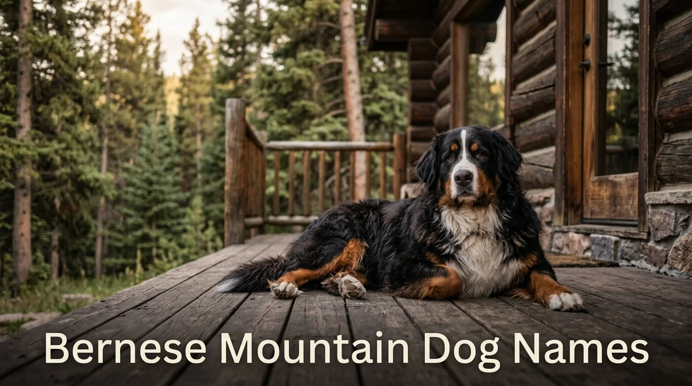 Bernese Mountain Dog outdoors, illustrating Bernese Mountain Dog names ideas