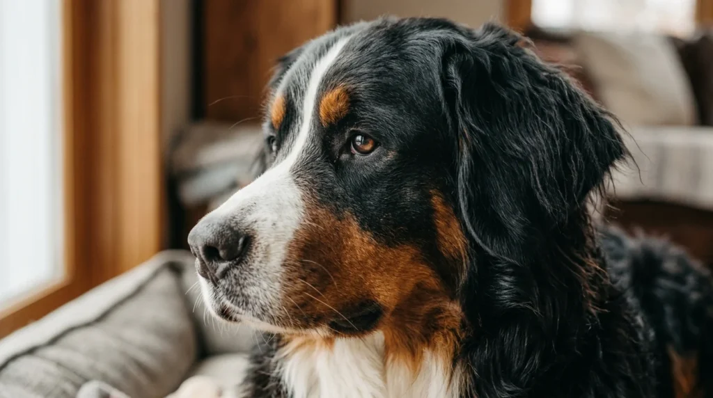 Bernese Mountain Dog's tricolor coat, matching tricolor-inspired dog names