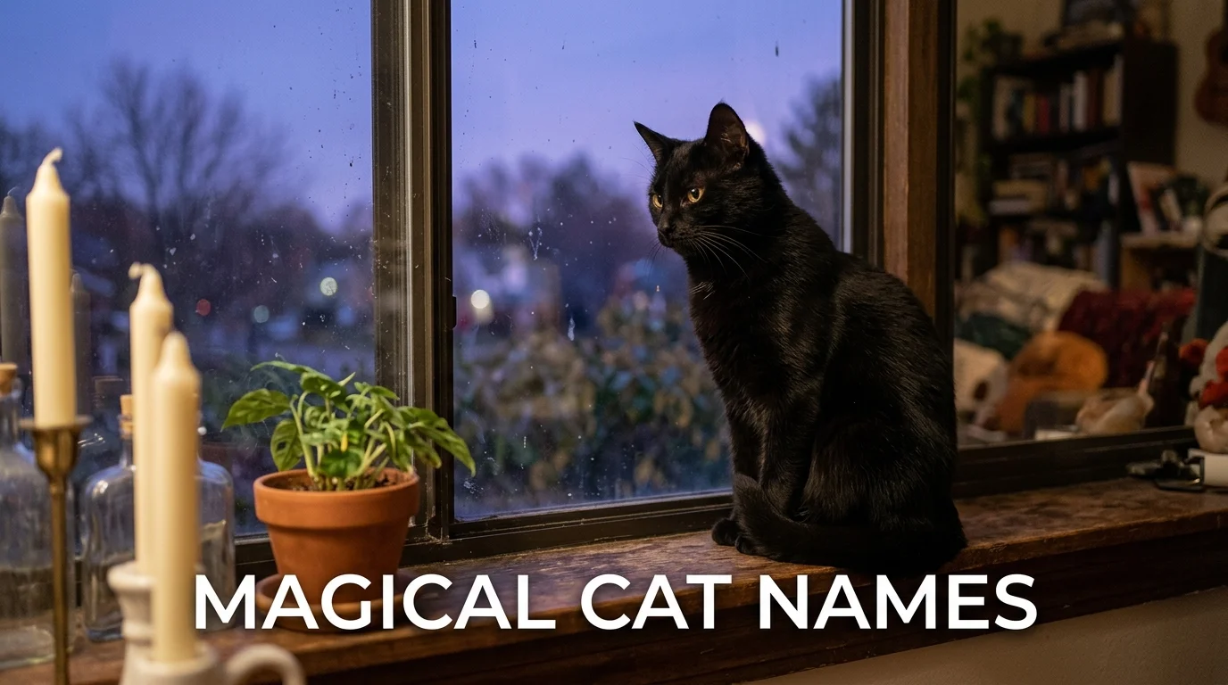 Black cat at dusk, a favorite theme for magical cat names