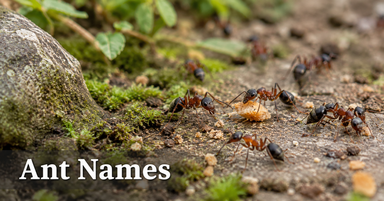 Ant names for a small group of ants in a natural garden setting