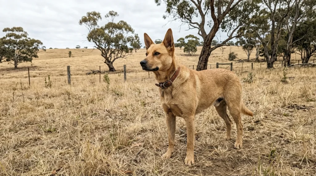 Kelpie in a paddock, matching wildlife-inspired Australian dog names