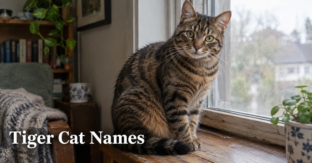 Tiger-striped tabby cat for tiger cat names