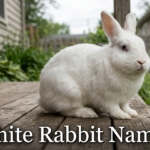 White rabbit sitting outdoors for white rabbit names