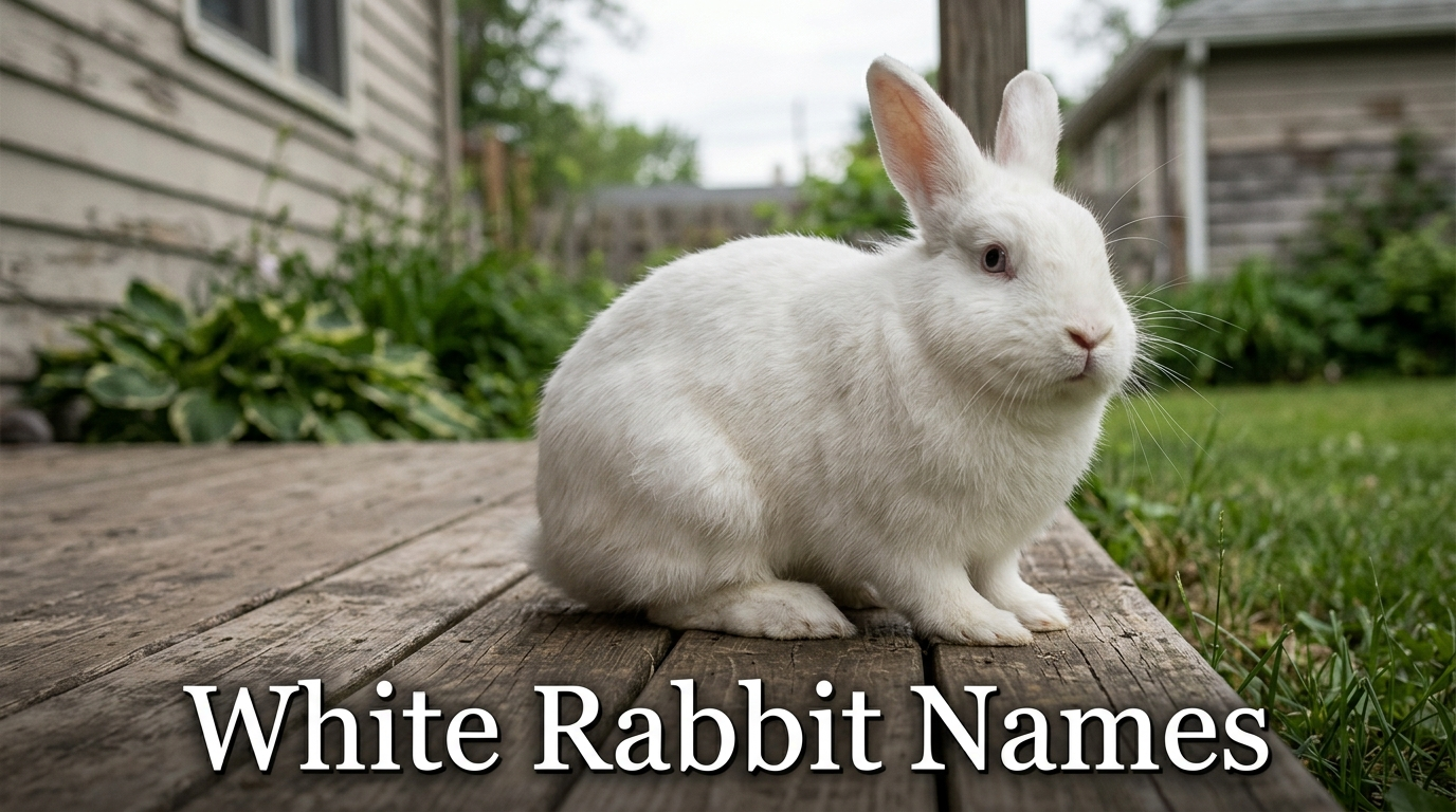 White rabbit sitting outdoors for white rabbit names