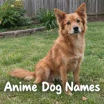 Red-coated dog outdoors, representing anime dog names for pets