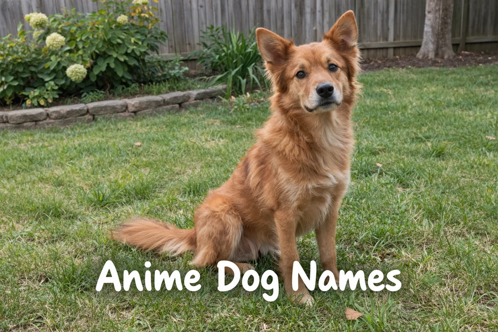 Red-coated dog outdoors, representing anime dog names for pets