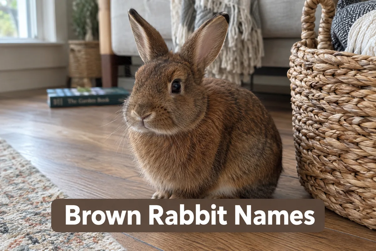 Chestnut brown pet rabbit sitting indoors, a favorite for brown rabbit names