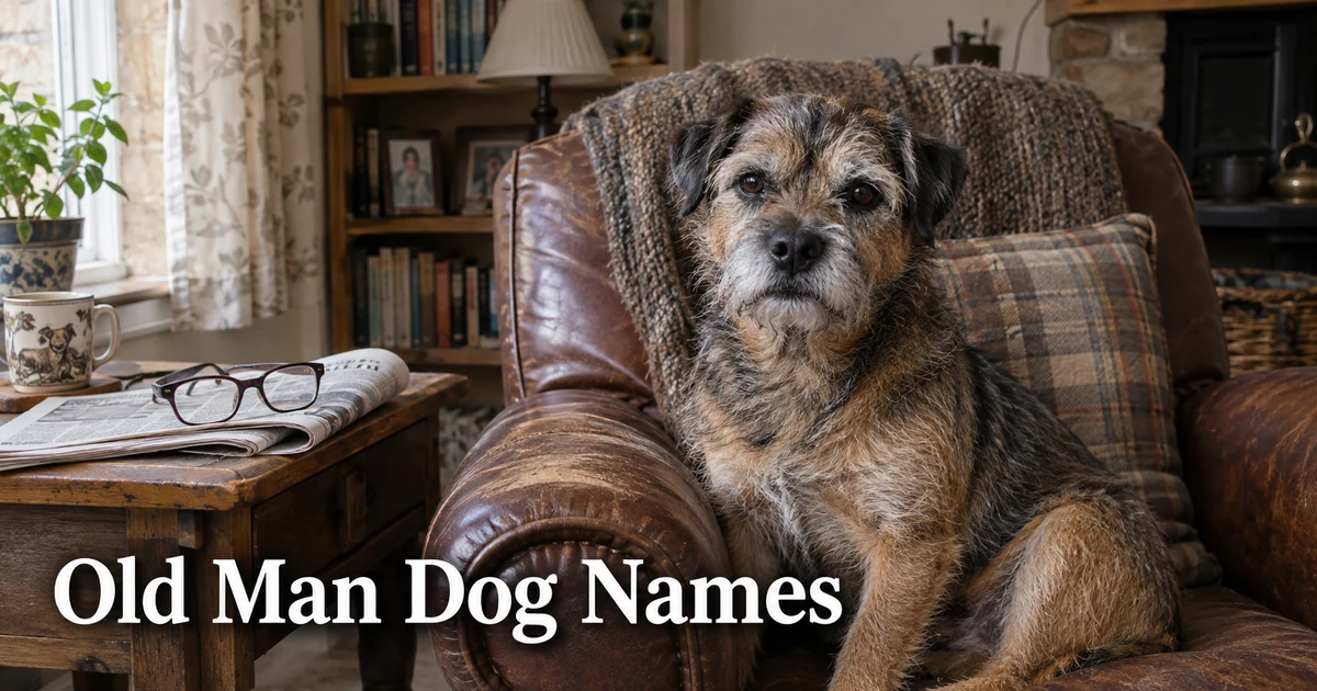 Wiry-haired dog with bushy eyebrows for old man dog names
