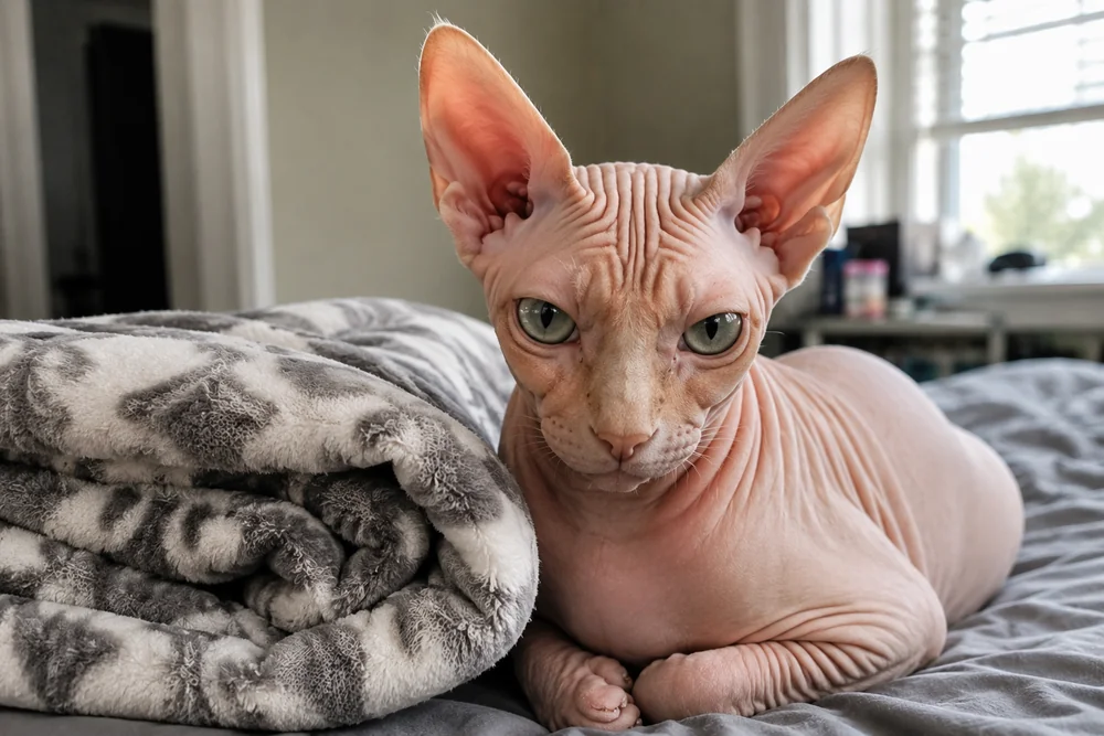 Peach-toned Sphynx suited to soft hairless cat names