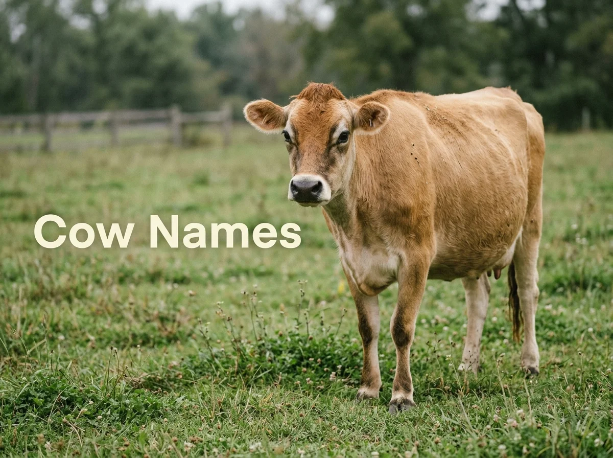 Fawn Jersey cow in a green pasture, a good subject for cow names