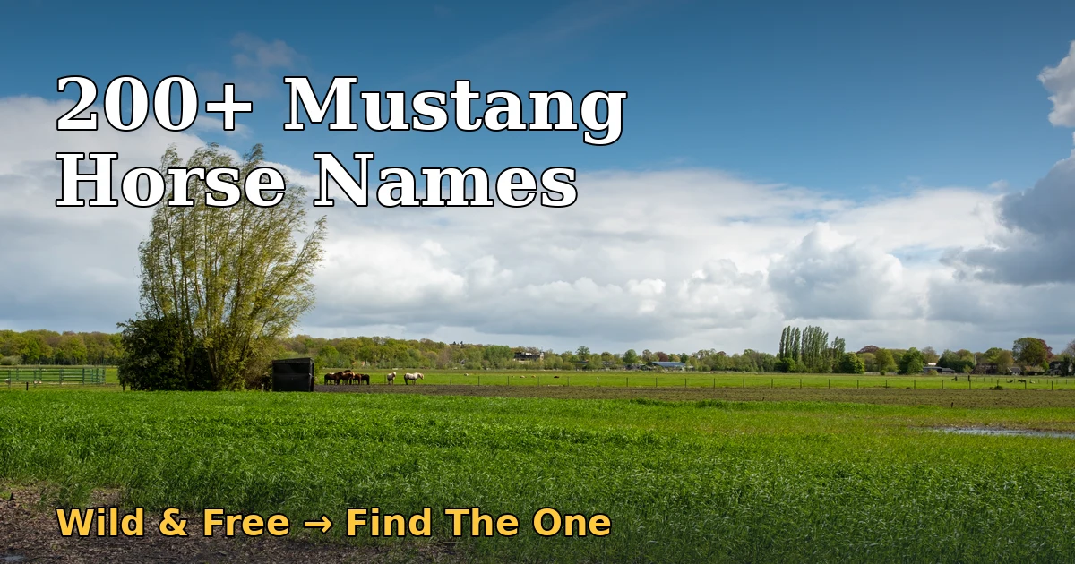 Wild mustang herd grazing in a green pasture — 200+ mustang horse names with meanings